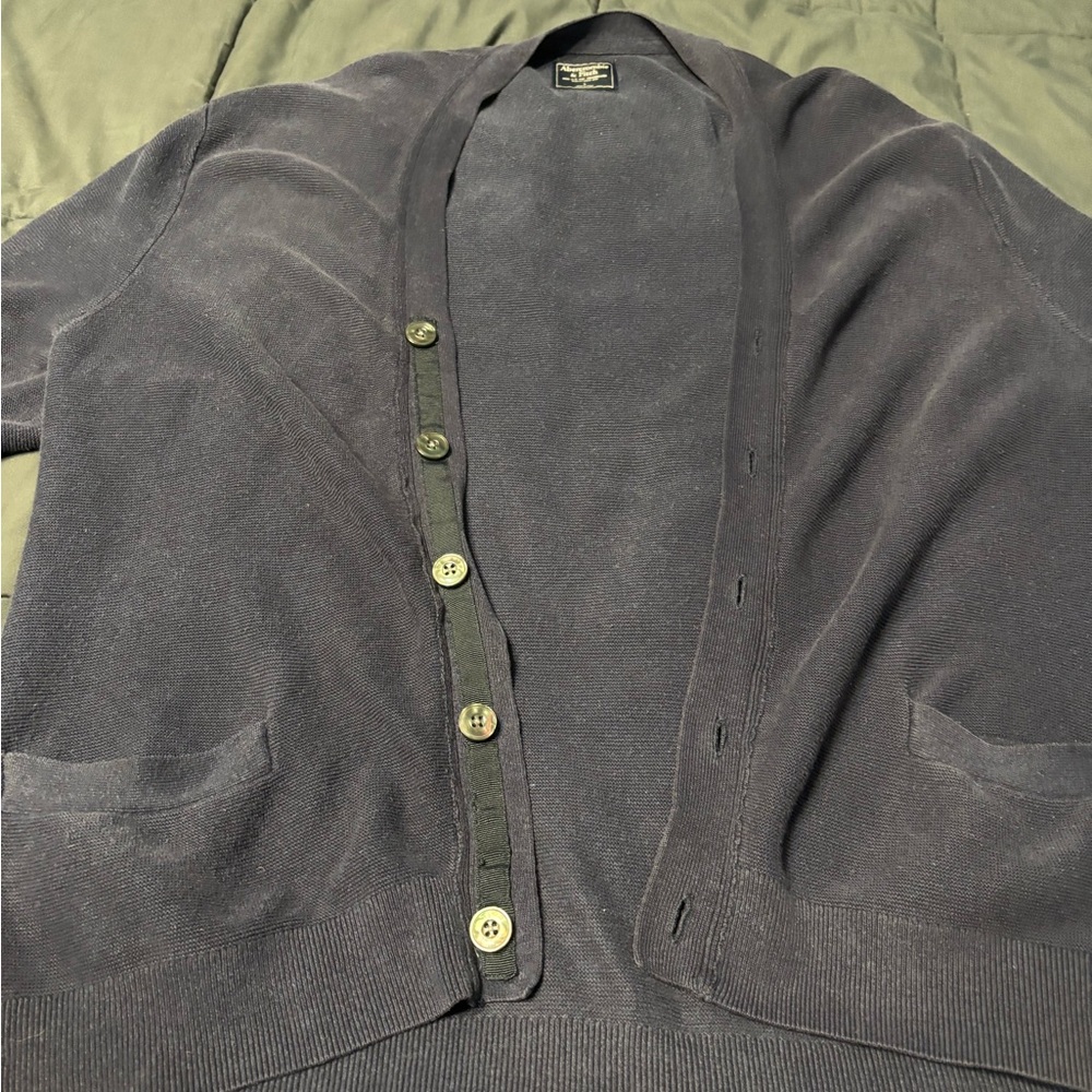 Abercrombie & Fitch Black Cardigan Sweater V-Neck Ribbed